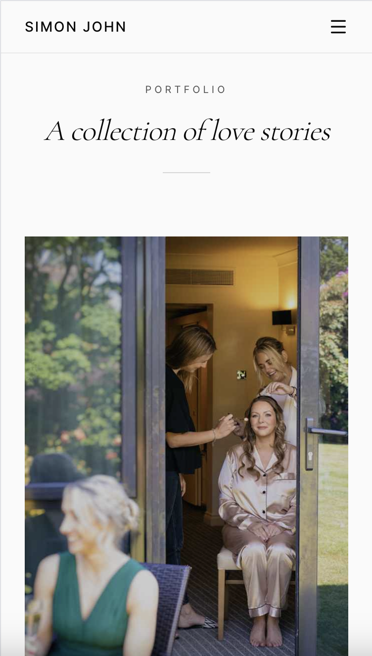 Wedding photographer website design